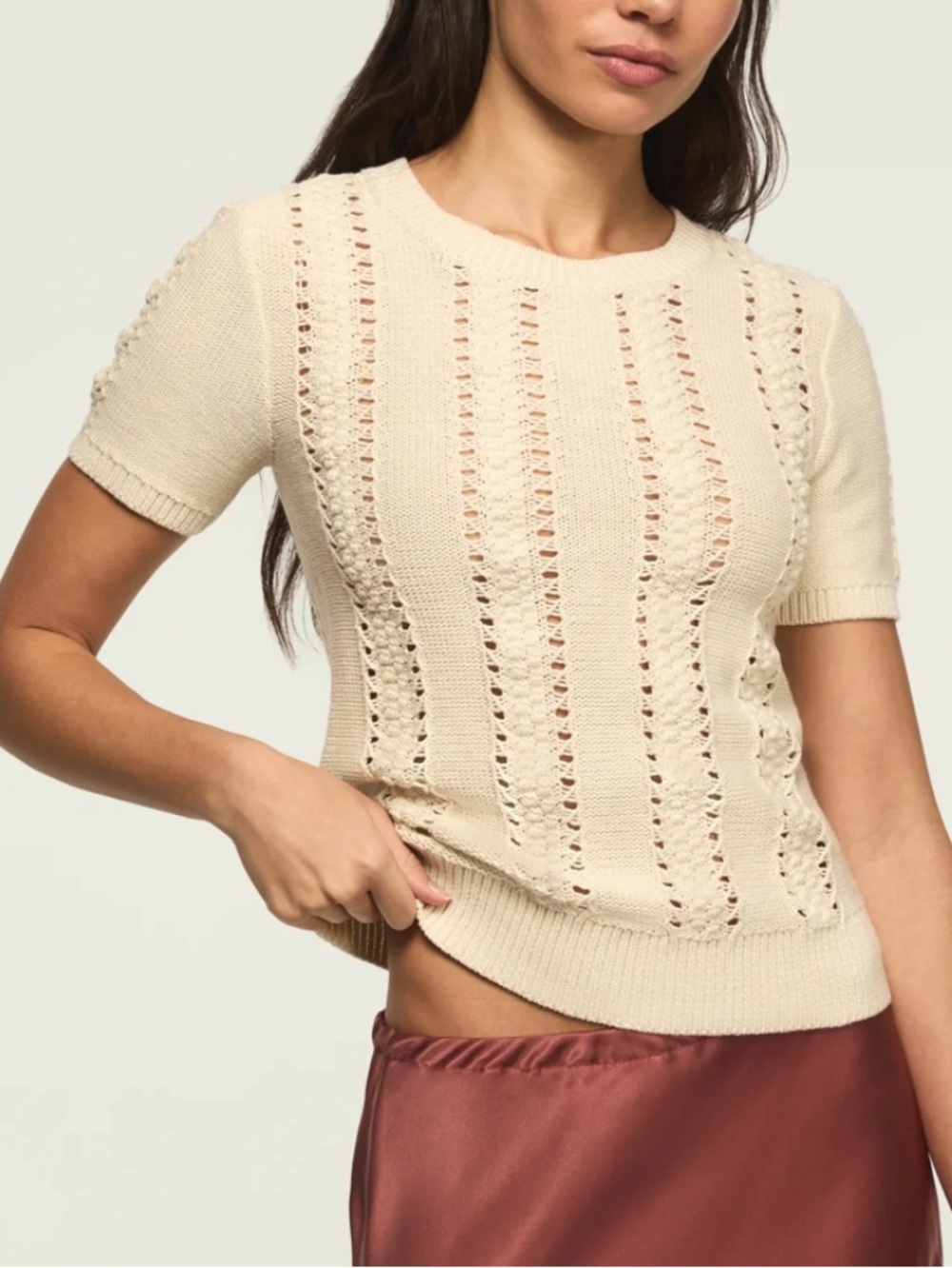 Lucky Brand Pointelle Sweater Tee